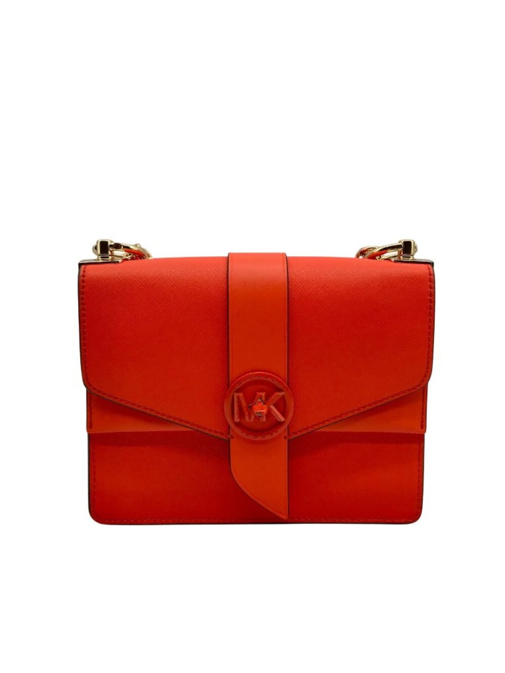 Michael Kors Orange Saffiano Leather Greenwich Small Crossbody Bag